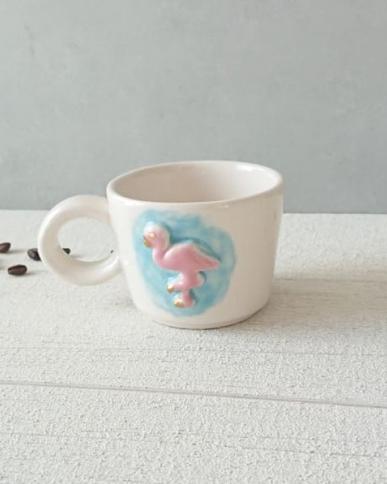 El Yapımı Seramik Filamingo Mug Fincan